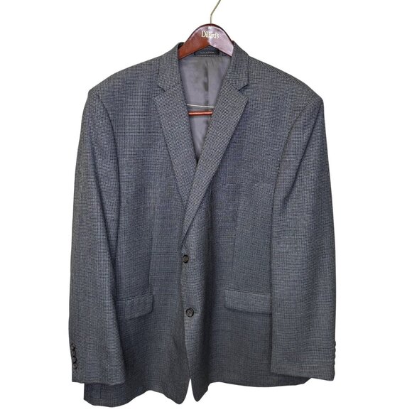 Lauren Ralph Lauren Mens 100% Wool Gray Houndstooth Blazer Size 50L - Picture 1 of 11